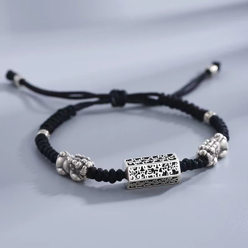 KarmaRipple's Tibetan Black String Bronze Om Mani Padme Hum Pixiu Protection Woven Bracelet p4