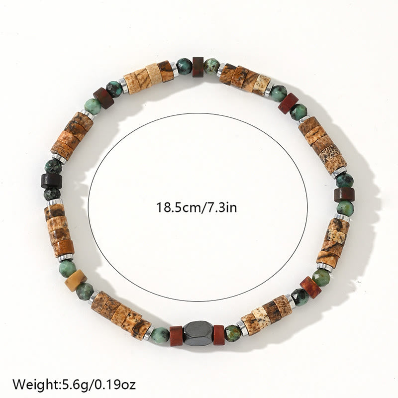 KarmaRipple's Authentic Stone Picture Jasper Turquoise Hematite Positive Bracelet p5