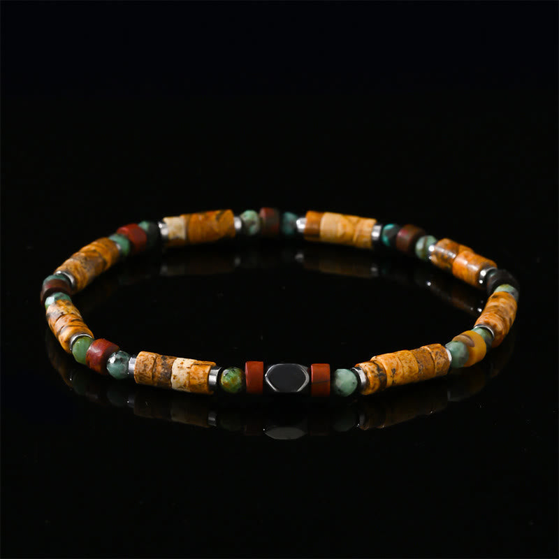 KarmaRipple's Authentic Stone Picture Jasper Turquoise Hematite Positive Bracelet p3