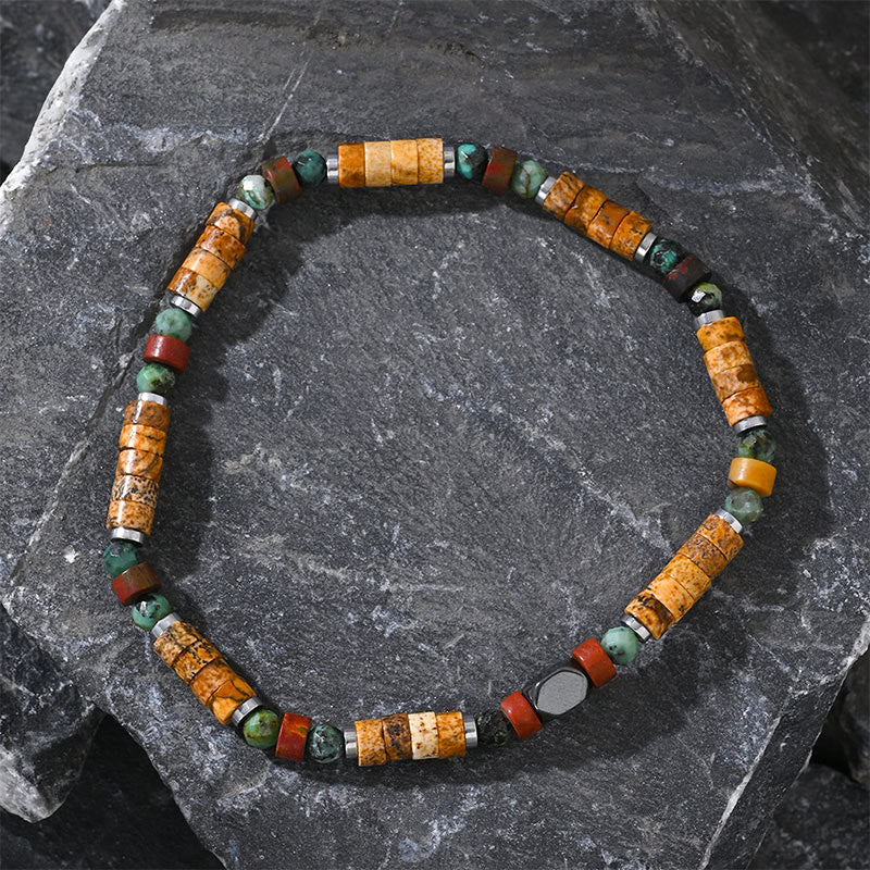 KarmaRipple's Authentic Stone Picture Jasper Turquoise Hematite Positive Bracelet p2