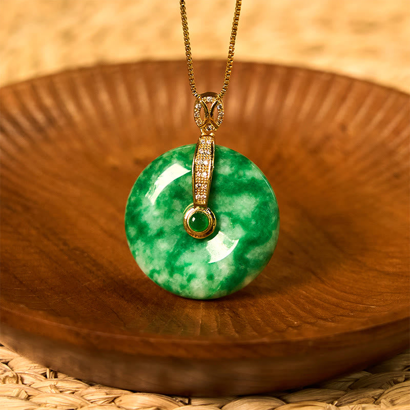 KarmaRipple's Authentic Cyan Jade Peace Buckle Balancing Pendant Necklace p1