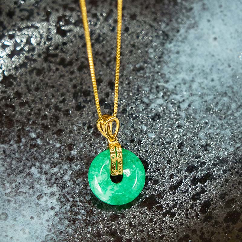 KarmaRipple's Cyan Jade Peace Buckle Balancing Fortune Pendant Necklace p4