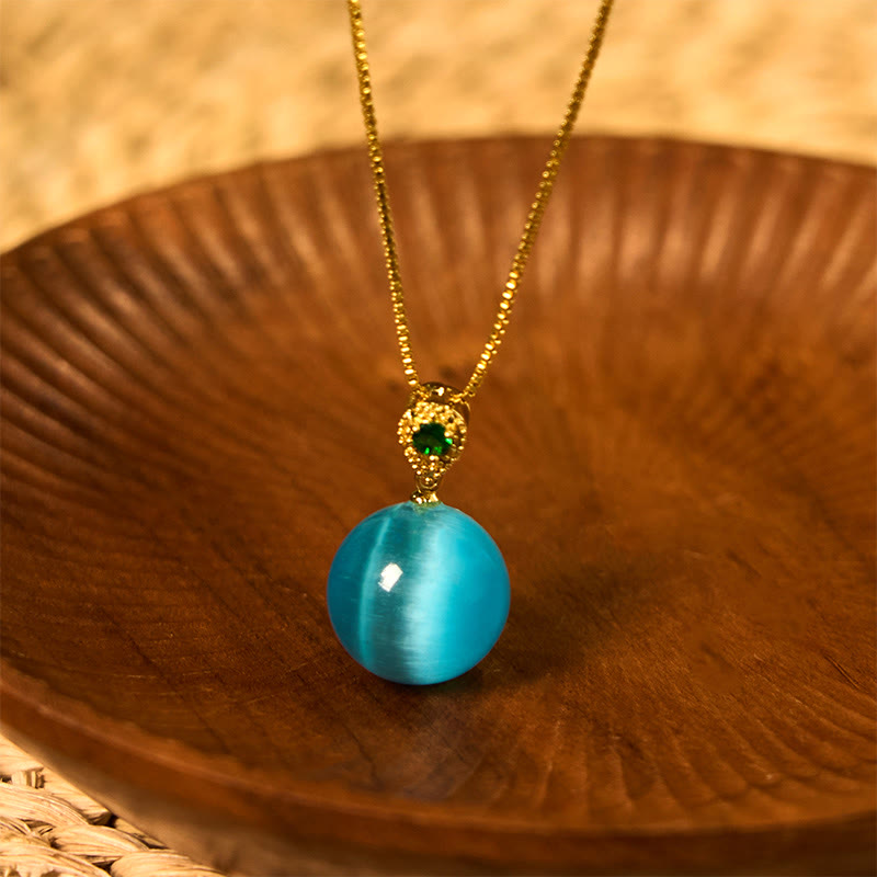 KarmaRipple's Cat's Eye Round Ball Confidence Pendant Necklace p1