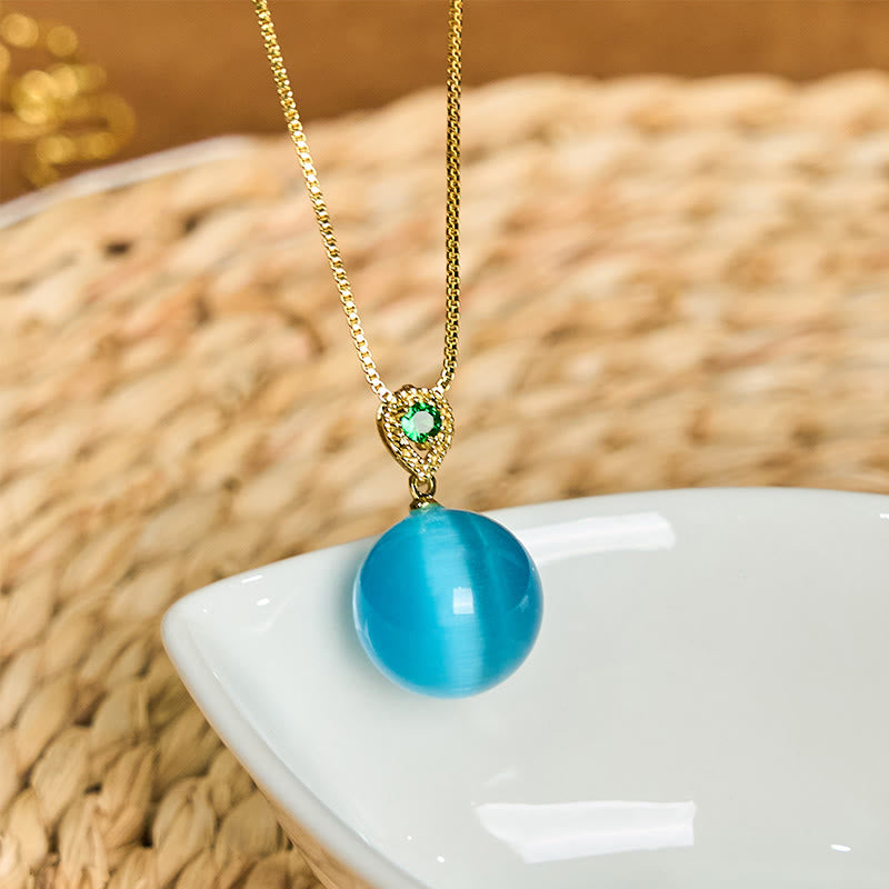 KarmaRipple's Cat's Eye Round Ball Confidence Pendant Necklace p6
