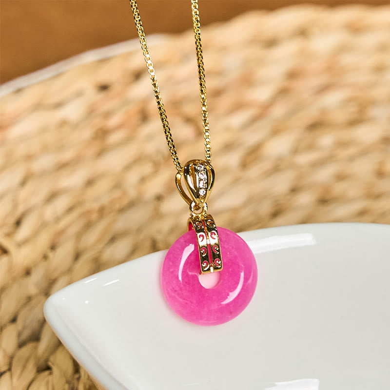 KarmaRipple's Purple Jade Peace Buckle Happiness Pendant Necklace p3