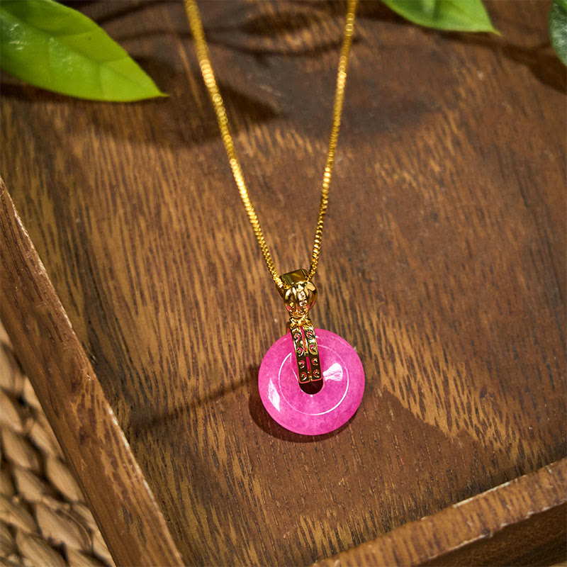 KarmaRipple's Purple Jade Peace Buckle Happiness Pendant Necklace p2