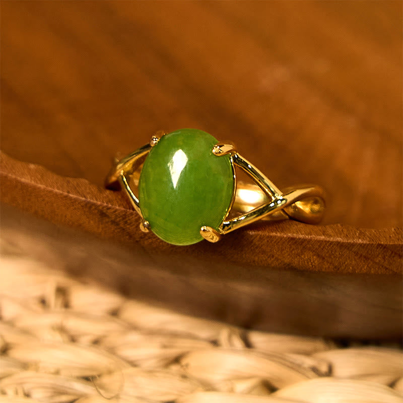 KarmaRipple's Authentic Jade Alloy Adjustable Buckle Abundance Ring p1