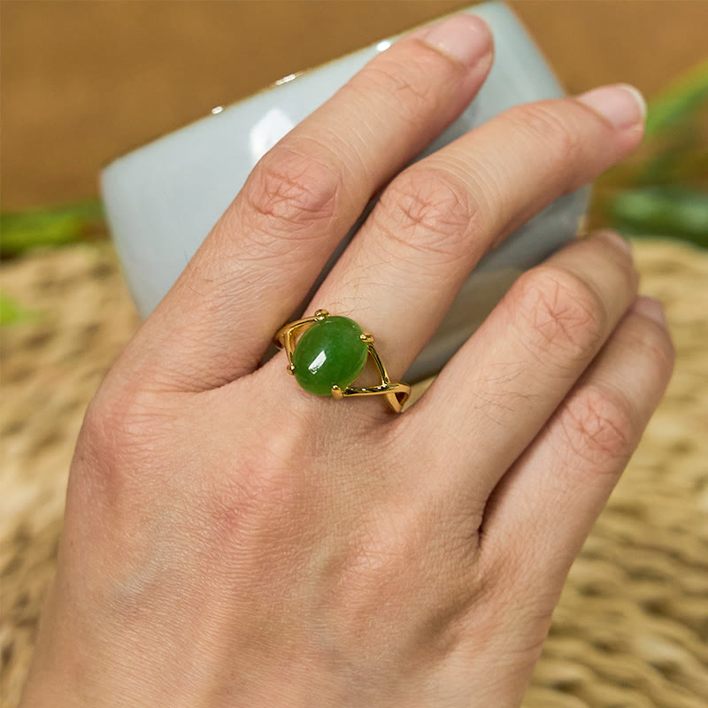 KarmaRipple's Authentic Jade Alloy Adjustable Buckle Abundance Ring p5