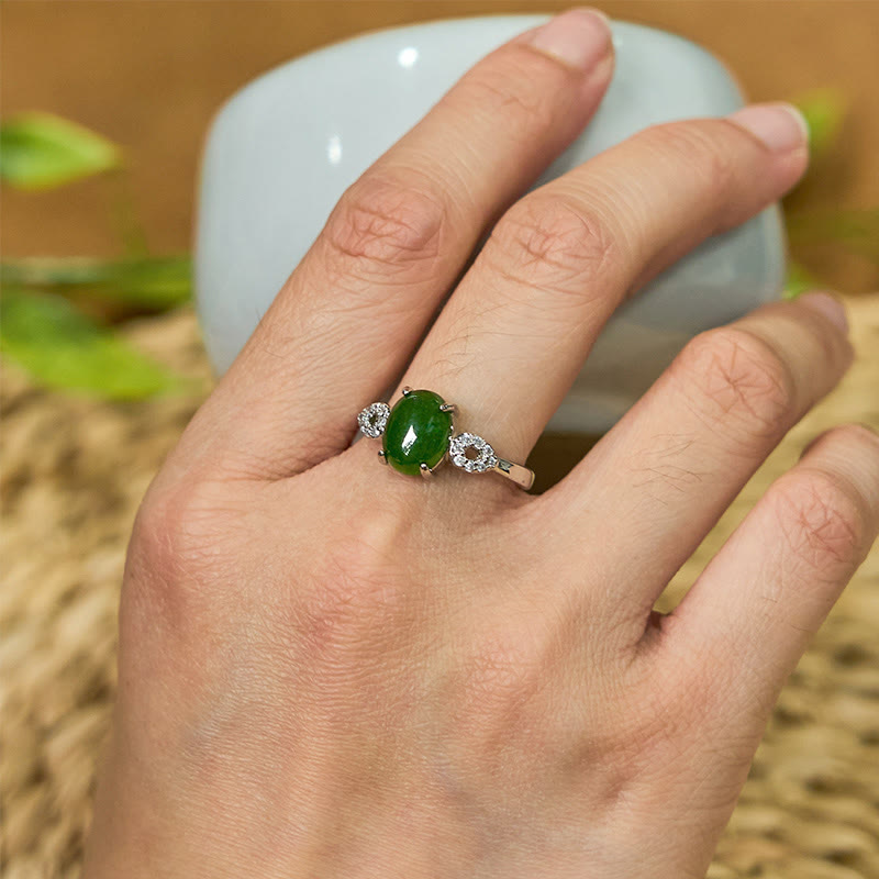 KarmaRipple's Authentic Jade Adjustable Buckle Prosperity Ring p9