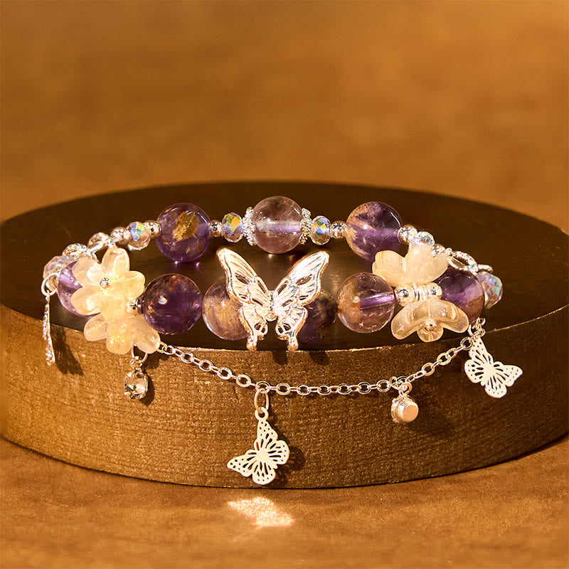 KarmaRipple's Authentic Purple Phantom Butterfly Flowers Wisdom Bracelet p1