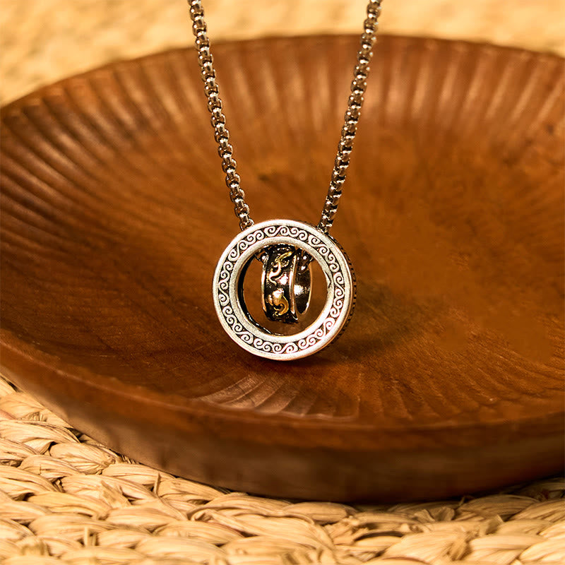 KarmaRipple's Double Ring PiXiu Peace Buckle Wealth Rotatable Pendant Necklace p15