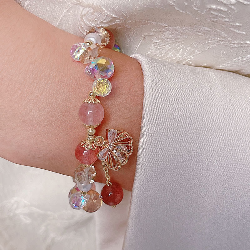KarmaRipple's Authentic Strawberry Quartz Pearl Shell Positive Bracelet p11