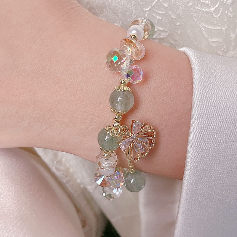 KarmaRipple's Authentic Strawberry Quartz Pearl Shell Positive Bracelet p20