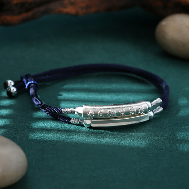 KarmaRipple's Dragon Weave Sterling Silver Om Mani Padme Hum Double Hand Woven Bracelet p9