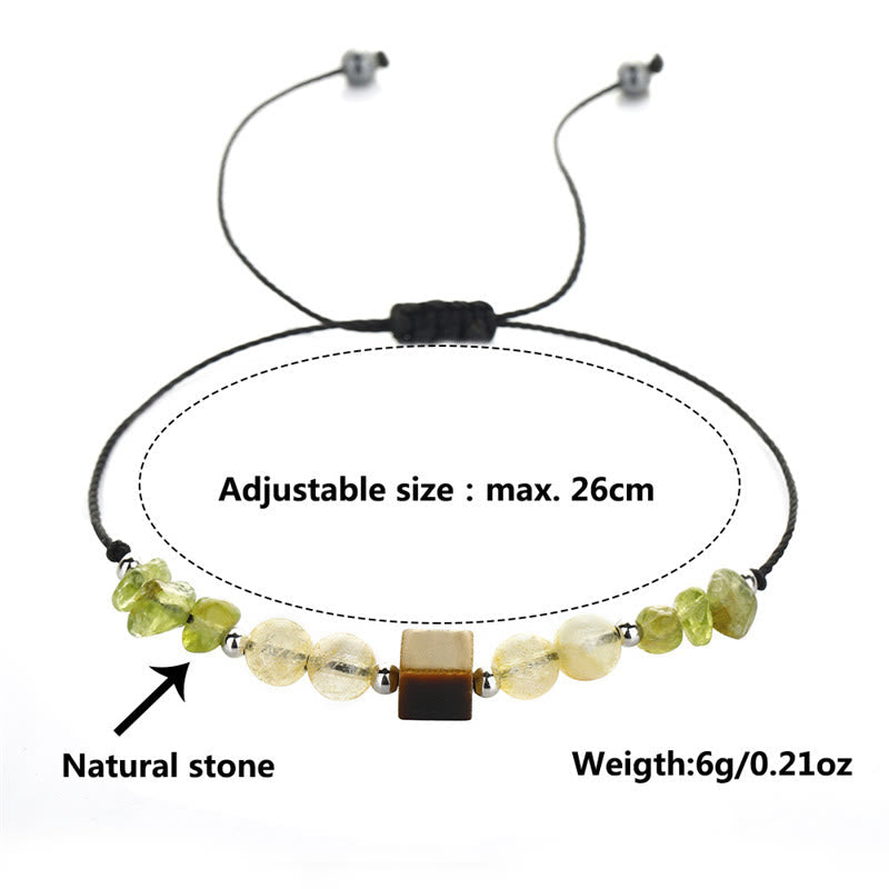KarmaRipple's Find Your Joy Peridot Citrine Tiger Eye Peace Rope Bracelet p12