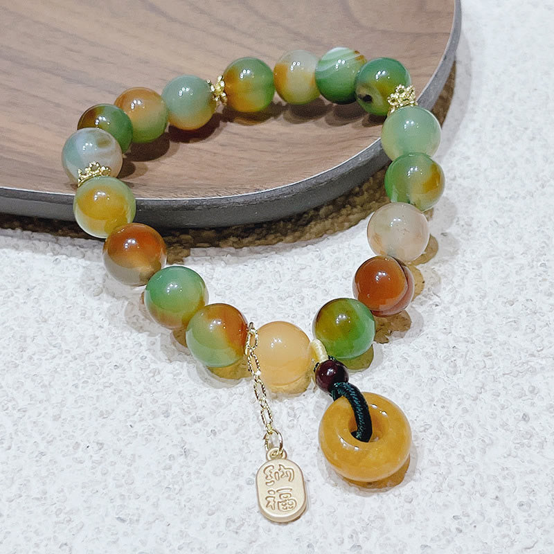 KarmaRipple's Peacock Agate Topaz Peace Buckle Nafu Balance Bracelet p4