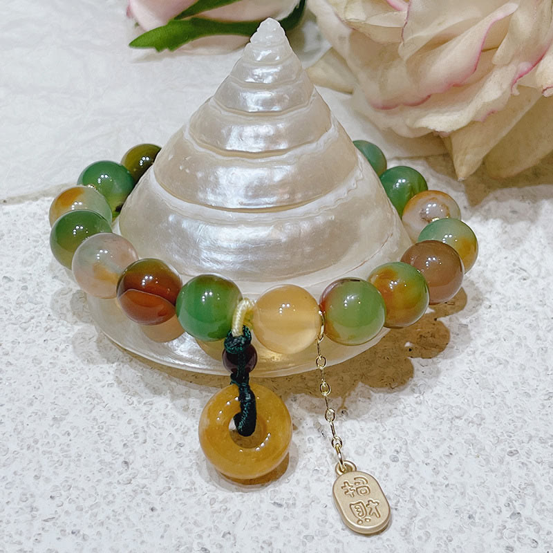 KarmaRipple's Peacock Agate Topaz Peace Buckle Nafu Balance Bracelet p2
