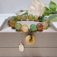 KarmaRipple's Peacock Agate Topaz Peace Buckle Nafu Balance Bracelet