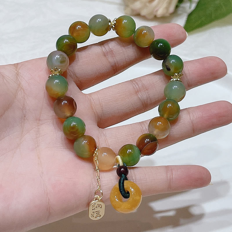 KarmaRipple's Peacock Agate Topaz Peace Buckle Nafu Balance Bracelet p12