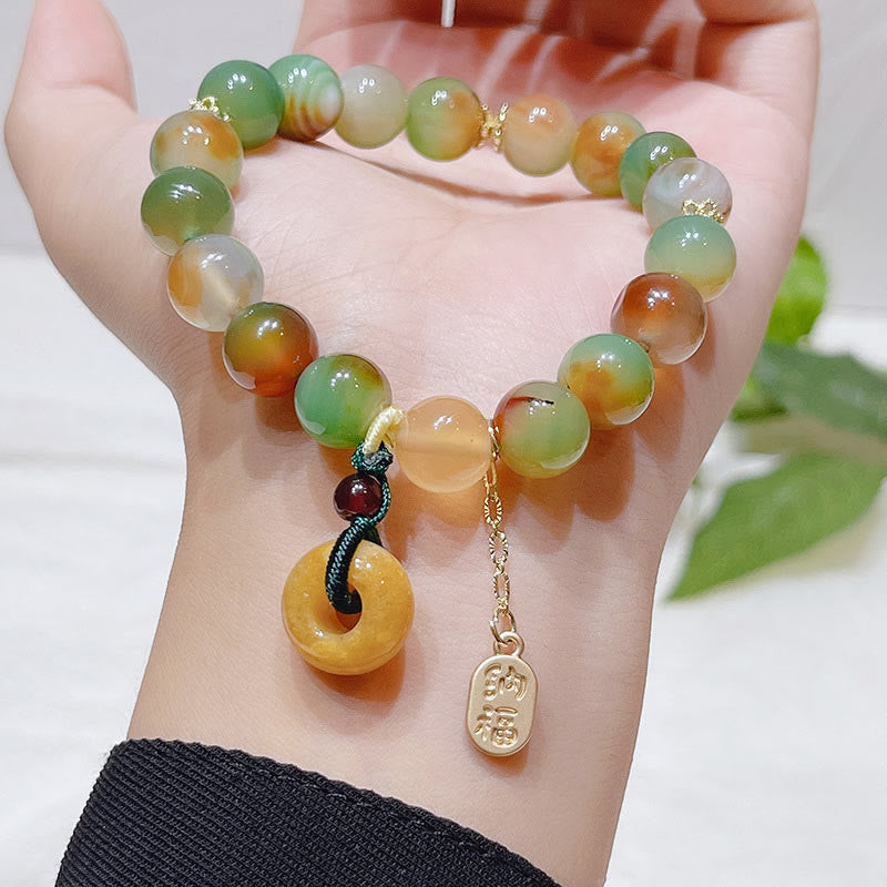 KarmaRipple's Peacock Agate Topaz Peace Buckle Nafu Balance Bracelet p10