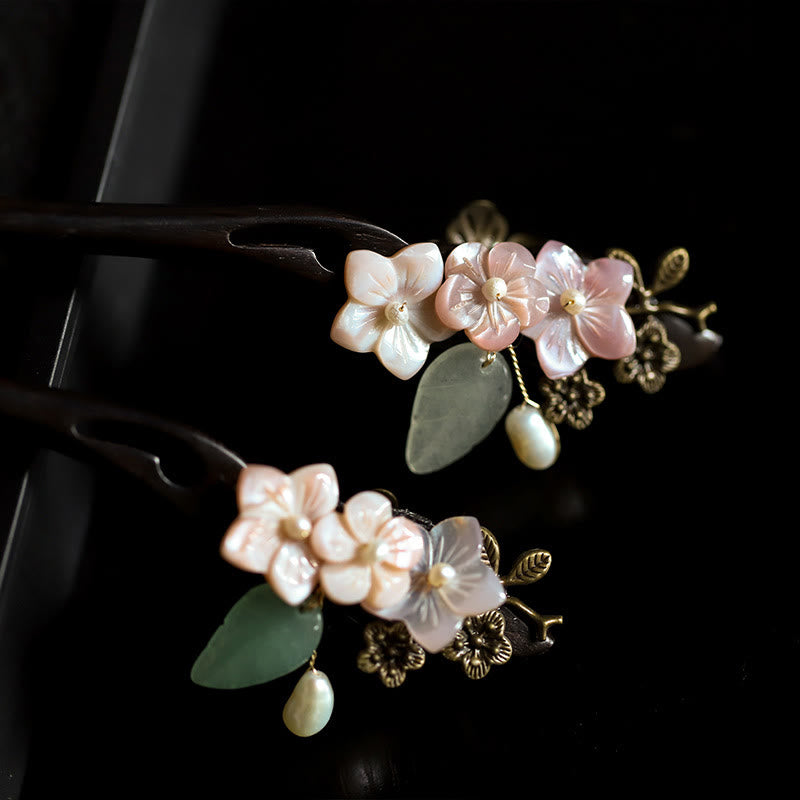 KarmaRipple's Ebony Shell Flower Leaves Blessing Hairpin p4