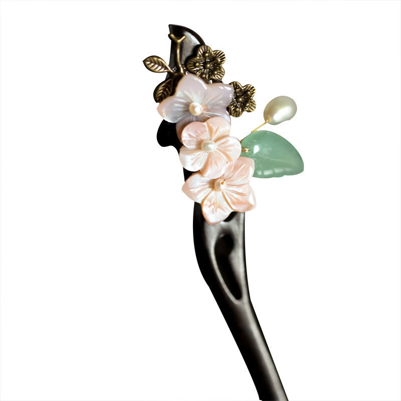 KarmaRipple's Ebony Shell Flower Leaves Blessing Hairpin p11