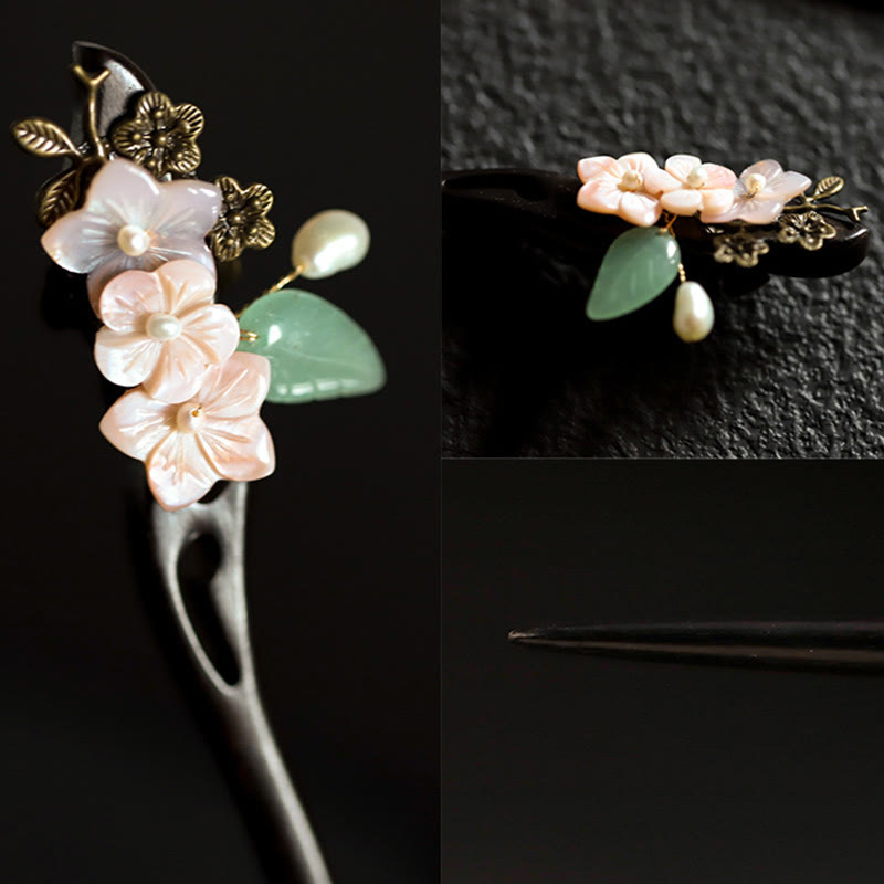 KarmaRipple's Ebony Shell Flower Leaves Blessing Hairpin p7