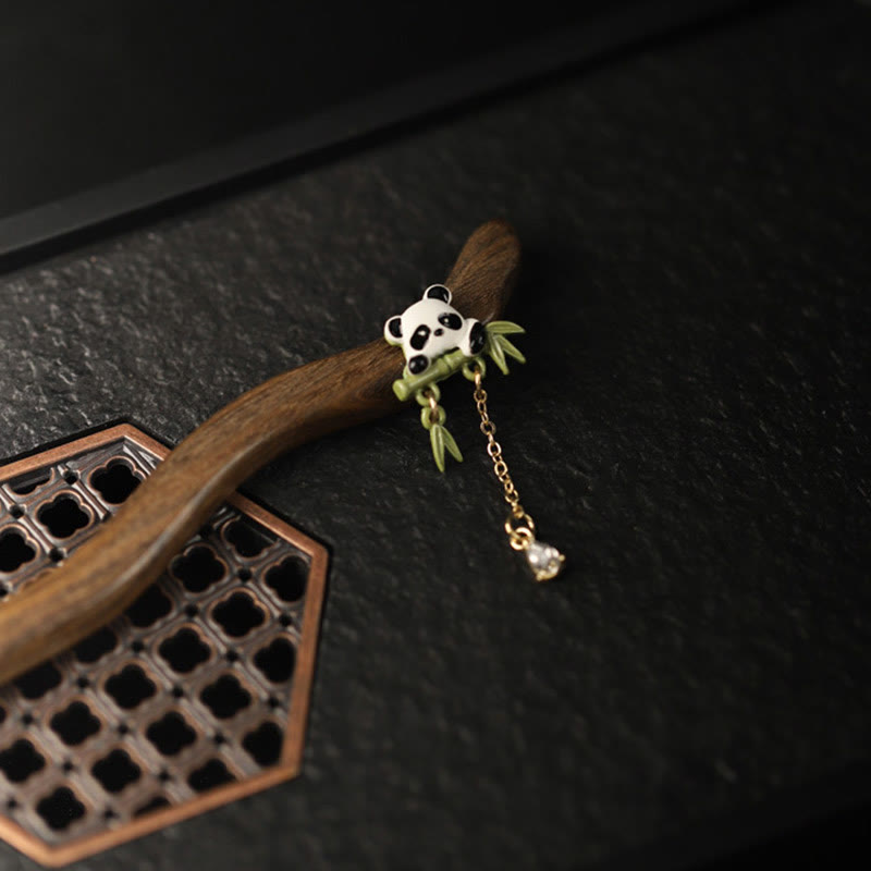 KarmaRipple's Ebony Panda Bamboo Tassel Courage Hairpin p3