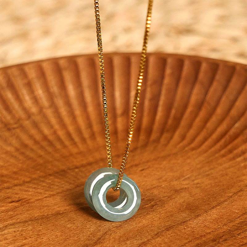KarmaRipple's Jade Double Peace Buckle Prosperity Pendant Necklace p1