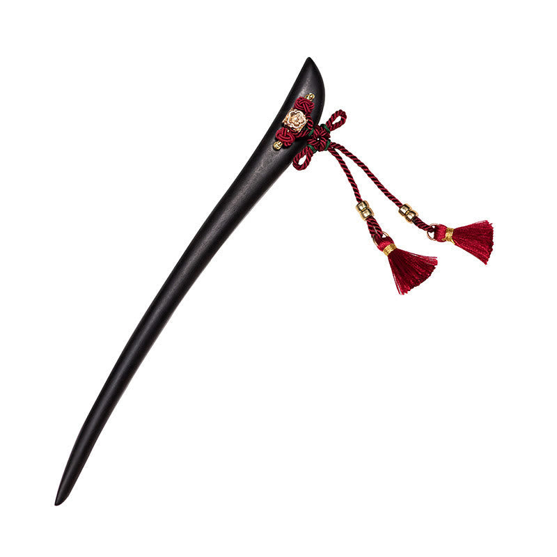 KarmaRipple's Ebony Red String Chinese Weave Tassel Protection Hairpin p9