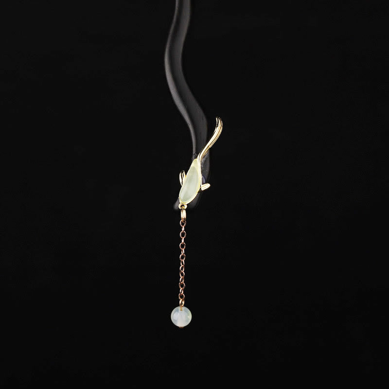 KarmaRipple's Ebony Hetian Jade Fish Blessing Hairpin p1