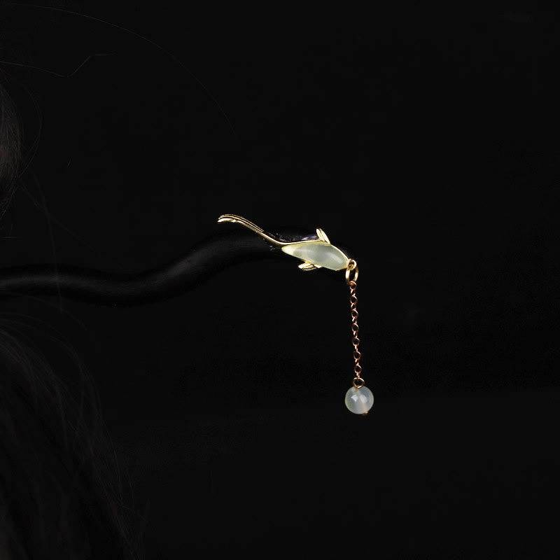 KarmaRipple's Ebony Hetian Jade Fish Blessing Hairpin p4