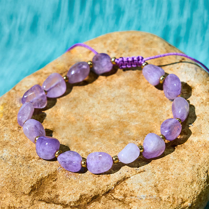 KarmaRipple's Irregular Shape Amethyst Braid String Balance Bracelet p4