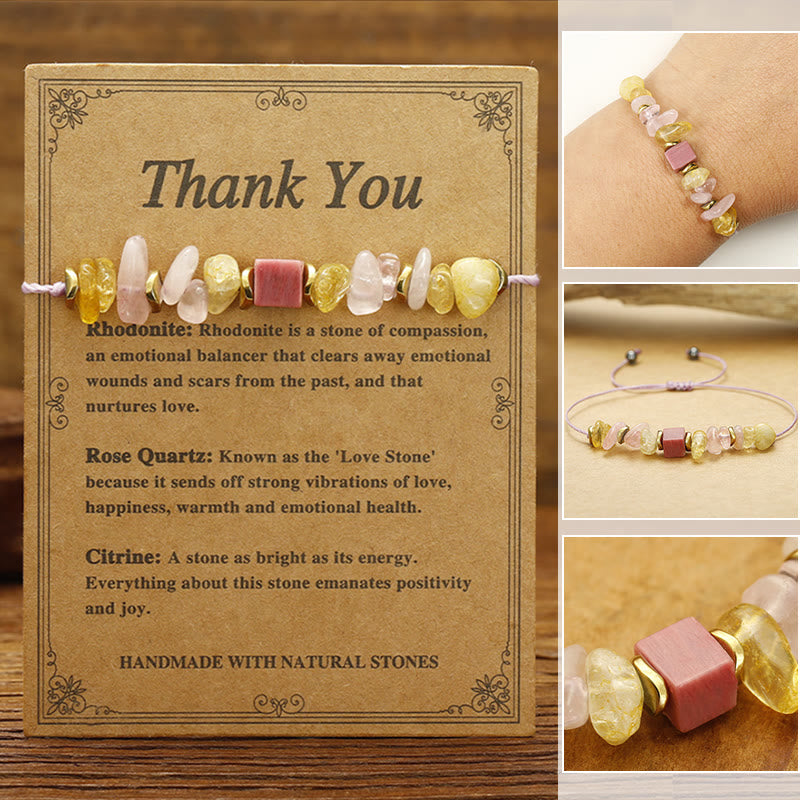 KarmaRipple's Thank You Rose Quartz Citrine Rhodonite Passionate Bracelet p1