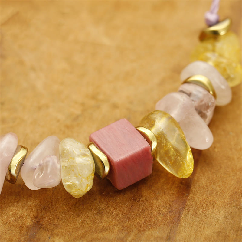 KarmaRipple's Thank You Rose Quartz Citrine Rhodonite Passionate Bracelet p12