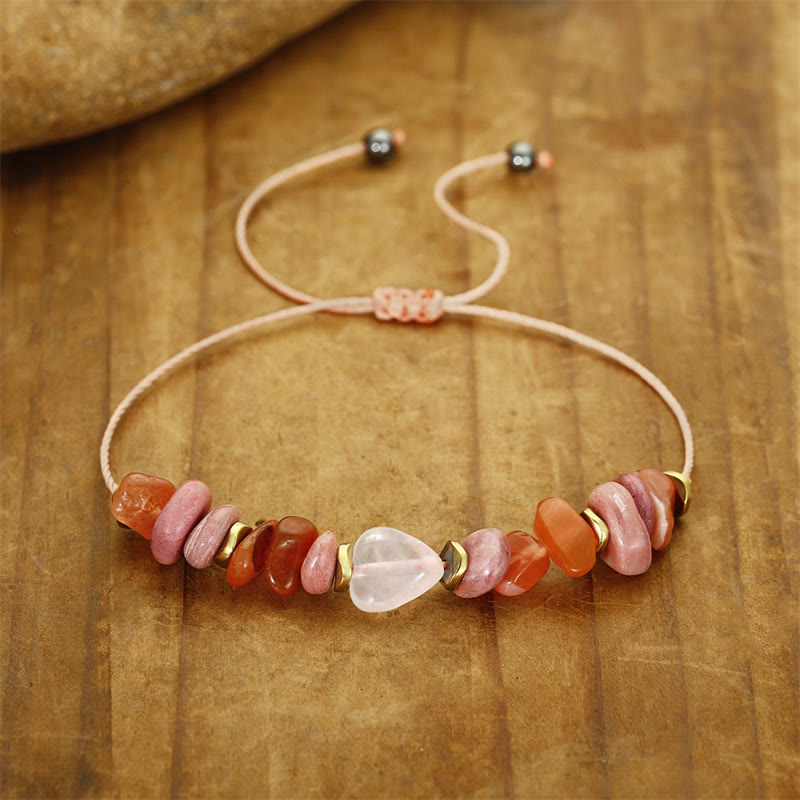 KarmaRipple's Thinking Of You Rose Quartz Rhodonite Carnelian Relationships Bracelet p9