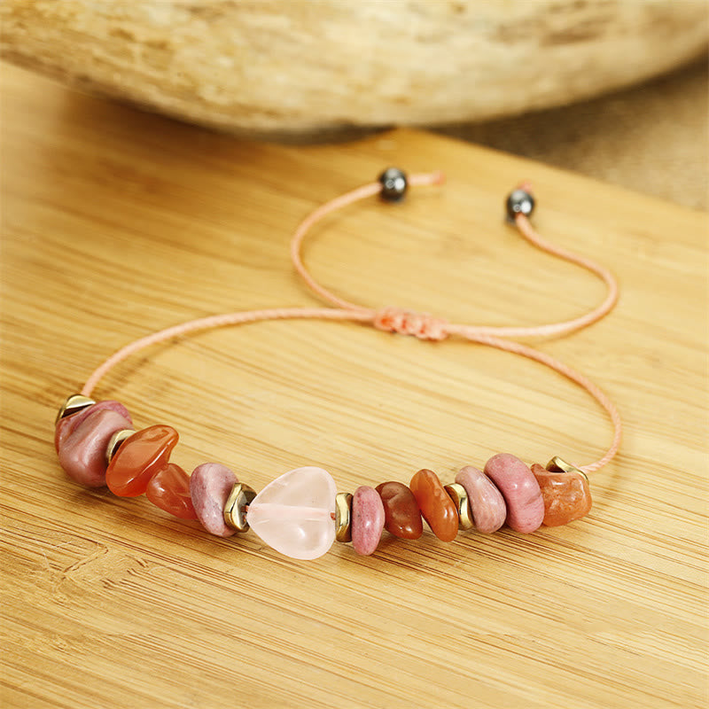 KarmaRipple's Thinking Of You Rose Quartz Rhodonite Carnelian Relationships Bracelet p5