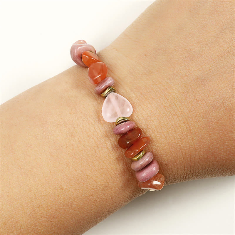 KarmaRipple's Thinking Of You Rose Quartz Rhodonite Carnelian Relationships Bracelet p10