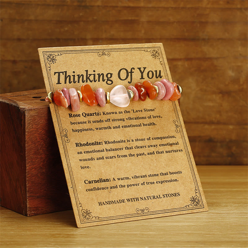KarmaRipple's Thinking Of You Rose Quartz Rhodonite Carnelian Relationships Bracelet p3