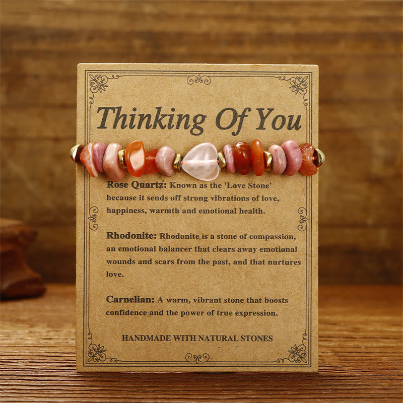 KarmaRipple's Thinking Of You Rose Quartz Rhodonite Carnelian Relationships Bracelet p2