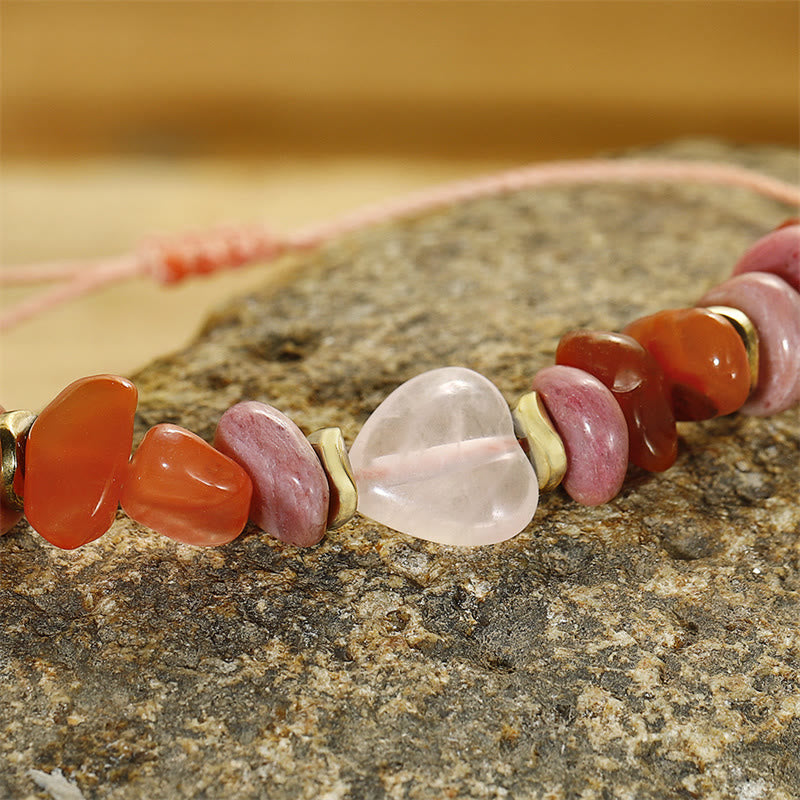 KarmaRipple's Thinking Of You Rose Quartz Rhodonite Carnelian Relationships Bracelet p8