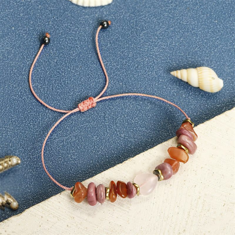 KarmaRipple's Thinking Of You Rose Quartz Rhodonite Carnelian Relationships Bracelet p12