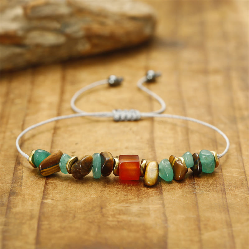 KarmaRipple's You Can Do It Green Aventurine Tiger Eye Carnelian Fortune Bracelet p3