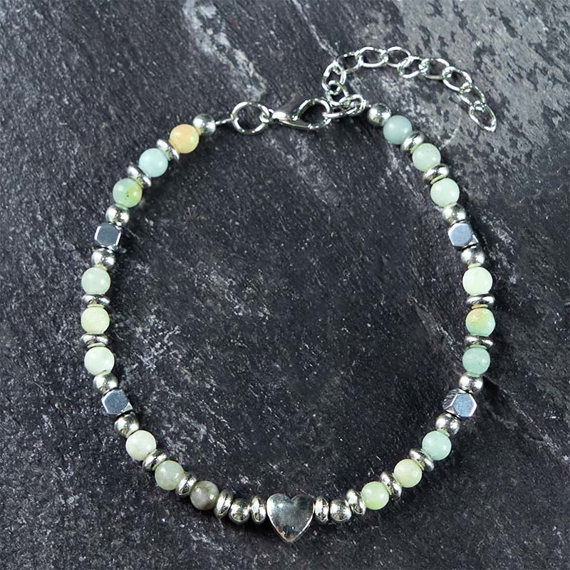KarmaRipple's Authentic Stone Amazonite Amethyst Lazurite Rose Quartz Heart Positive Balance Bracelet p26