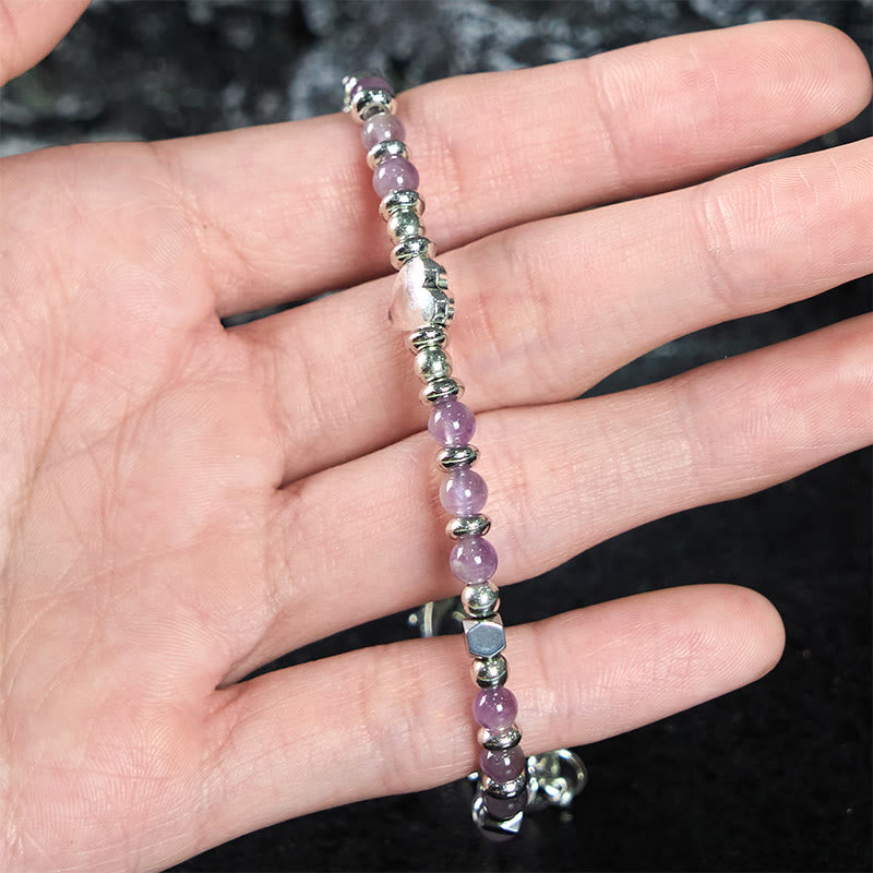 KarmaRipple's Authentic Stone Amazonite Amethyst Lazurite Rose Quartz Heart Positive Balance Bracelet p16