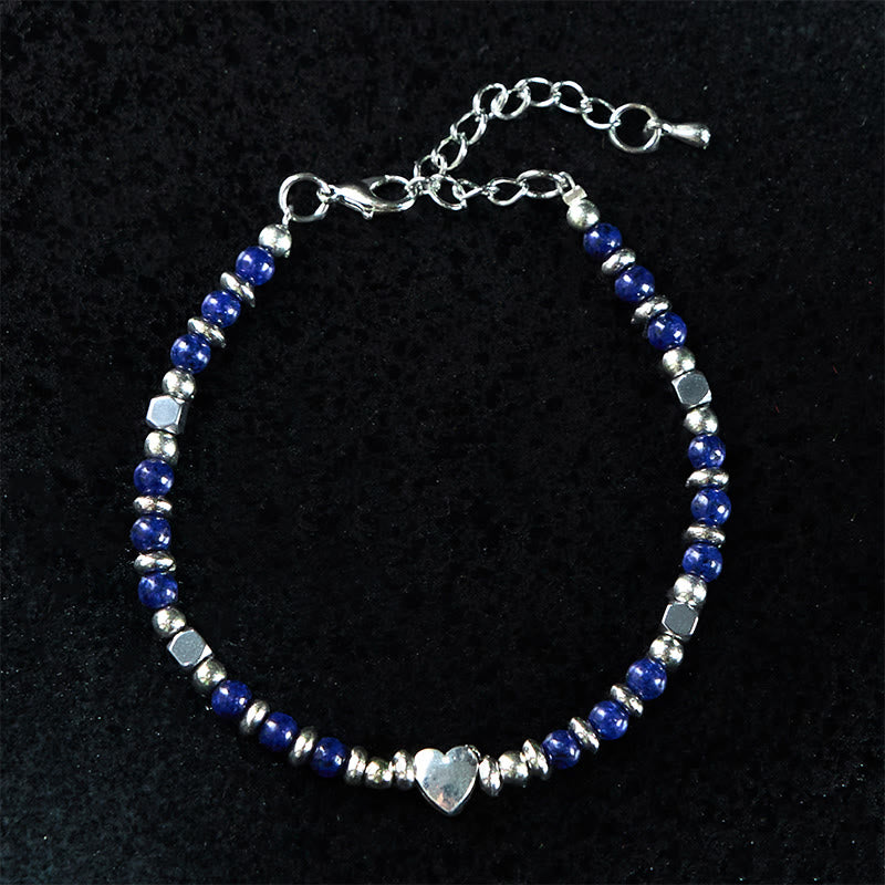 KarmaRipple's Authentic Stone Amazonite Amethyst Lazurite Rose Quartz Heart Positive Balance Bracelet p18