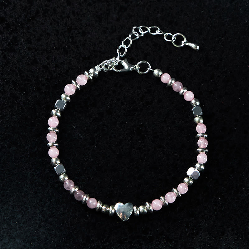 KarmaRipple's Authentic Stone Amazonite Amethyst Lazurite Rose Quartz Heart Positive Balance Bracelet p22