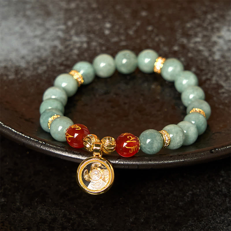 KarmaRipple's Authentic Green Jade Om Mani Padme Hum Cyclone Talisman Fortune Bracelet p1