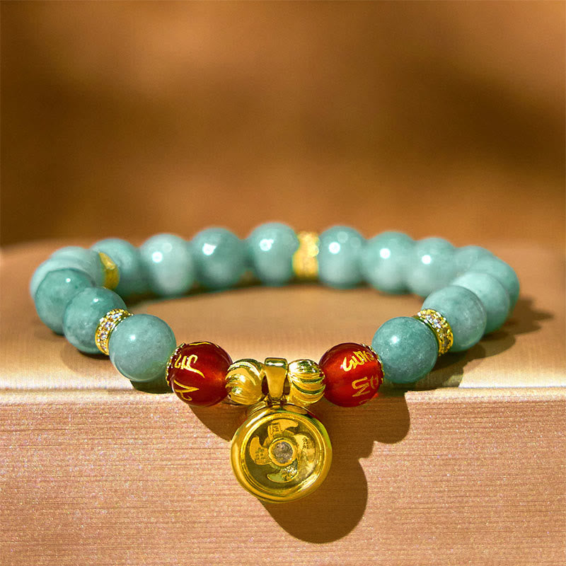 KarmaRipple's Authentic Green Jade Om Mani Padme Hum Cyclone Talisman Fortune Bracelet p2