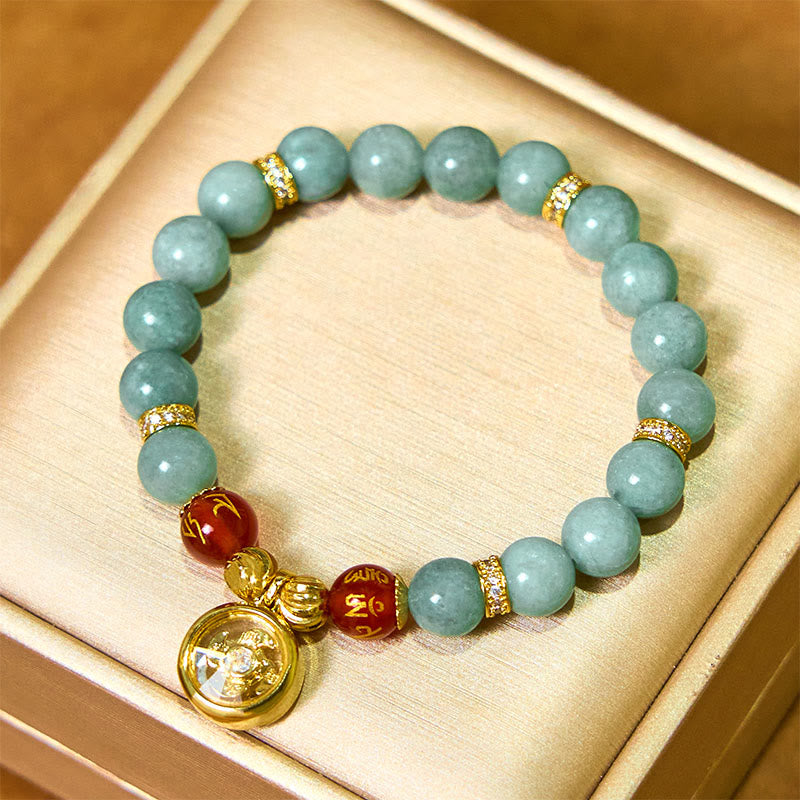 KarmaRipple's Authentic Green Jade Om Mani Padme Hum Cyclone Talisman Fortune Bracelet p3